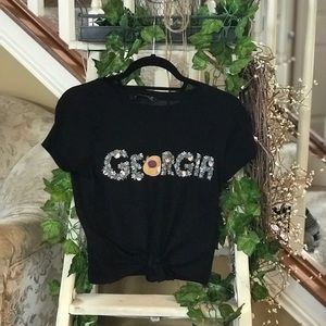 A&F black cropped graphic tee